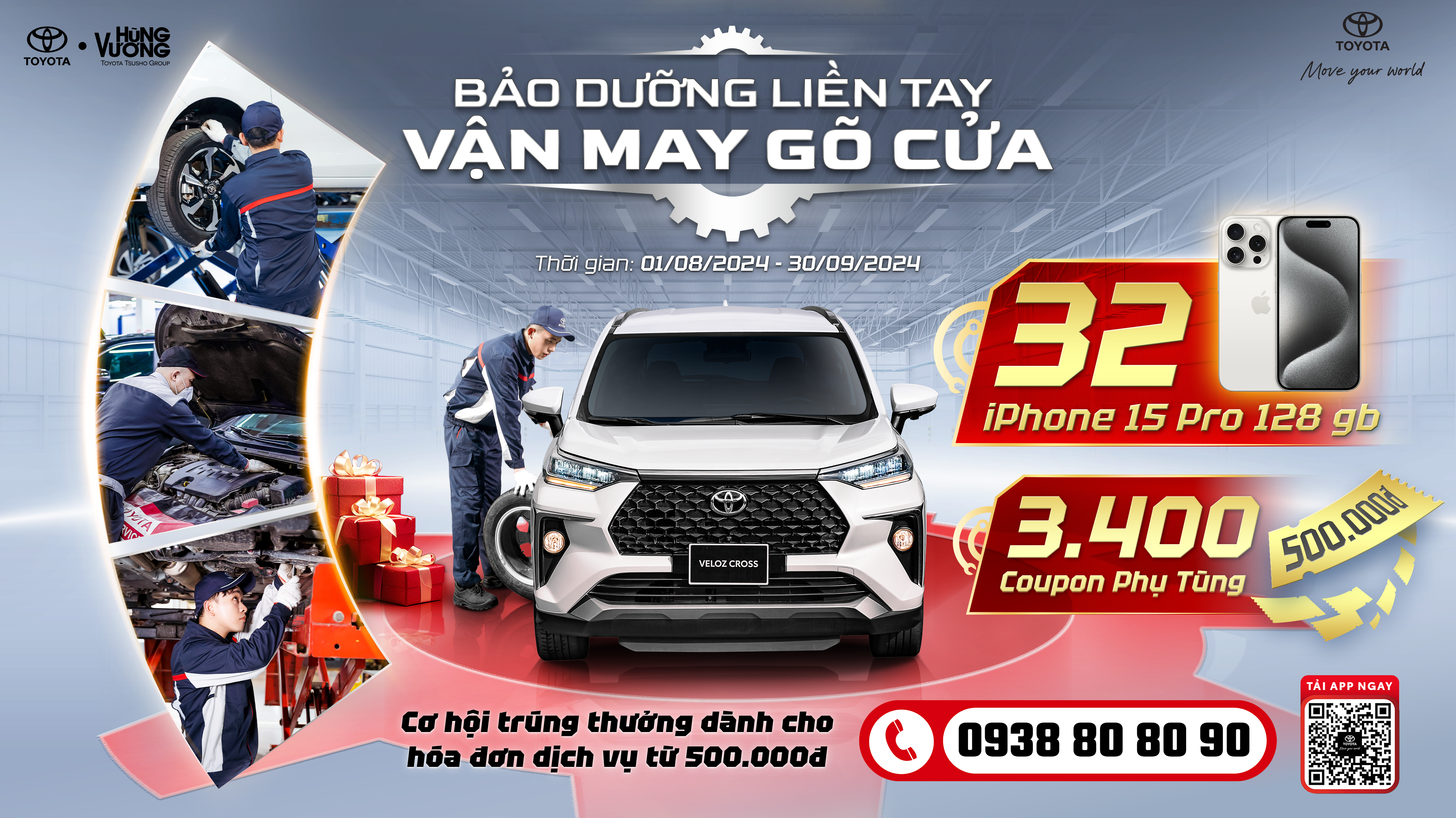 CHƯƠNG TRÌNH TRÚNG THƯỞNG “BẢO DƯỠNG LIỀN TAY-VẬN MAY GÕ CỬA” TẠI TOYOTA HÙNG VƯƠNG